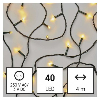 LED vánoční řetěz, 4 m, venkovní i vnitřní, teplá bílá, časovač