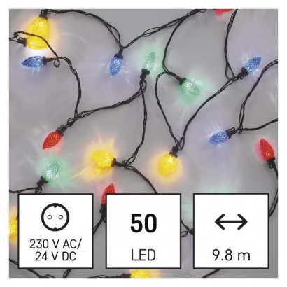 LED vánoční řetěz, barevné žárovky, 9,8 m, multicolor, multifunkce