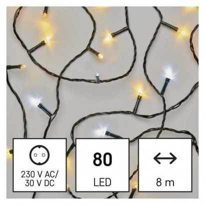 LED vánoční řetěz blikající, 8 m, venkovní i vnitřní, teplá/studená bílá, časovač