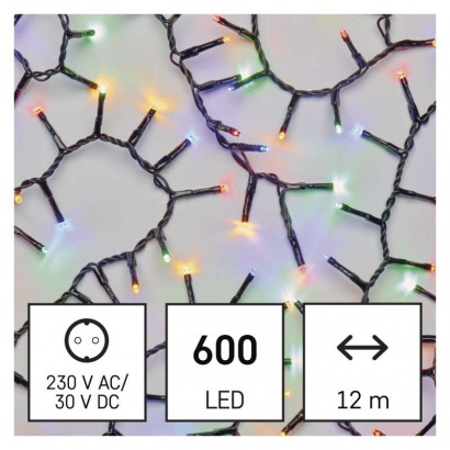 LED vánoční řetěz – ježek, 12 m, venkovní i vnitřní, multicolor, časovač