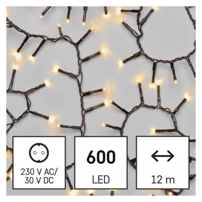 LED vánoční řetěz – ježek, 12 m, venkovní i vnitřní, teplá bílá, časovač