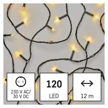 LED vánoční řetěz zelený, 12 m, venkovní i vnitřní, teplá bílá