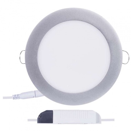 LED vestavné svítidlo, kruh stříbrná 12 W neutrální bílá