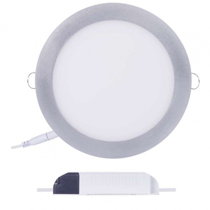 LED vestavné svítidlo, kruh stříbrná 18 W neutrální bílá