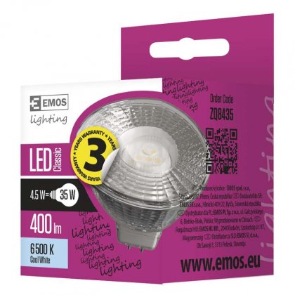 LED žárovka Classic MR16 4,5W GU5,3 studená bílá