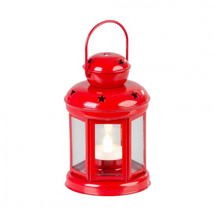 Lucerna MagicHome červená, s LED svíčkou, 10x15/20cm