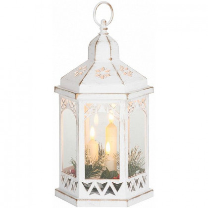 Lucerna MagicHome Morocco bílá, LED, 3xAAA, časovač, 18x15x32cm /SL8091471X/