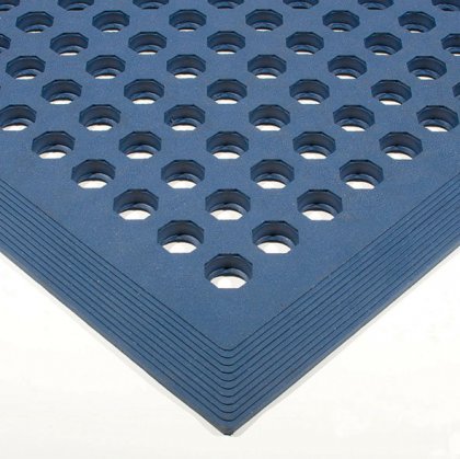 Modrá olejivzdorná protiskluzová protiúnavová průmyslová rohož - 150 x 90 x 1,2 cm