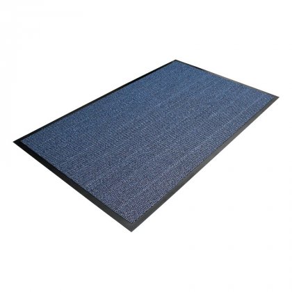 Modrá textilní čistící vnitřní vstupní rohož - 120 x 90 cm