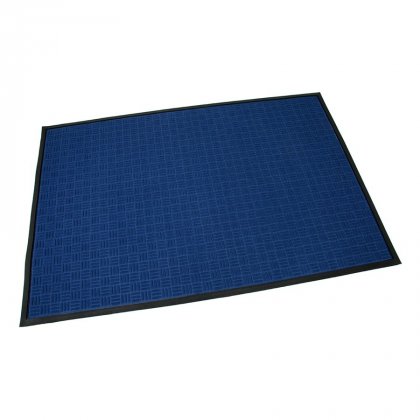 Modrá textilní gumová čistící vstupní rohož Criss Cross, FLOMA - délka 120 cm, šířka 180 cm a výška 0,8 cm
