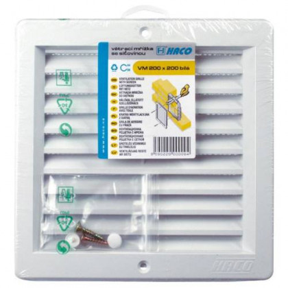 Mřížka větrací s rámečkem a síťovinou VM, 150 x 200 mm, bílá 0207