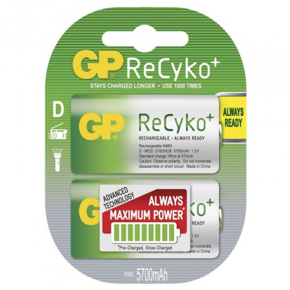 Nabíjecí baterie GP ReCyko+ HR20 (D), blistr