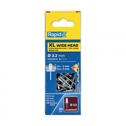 Nýty hliníkové Rapid, 3,2x8mm, XL, 50ks+vrták