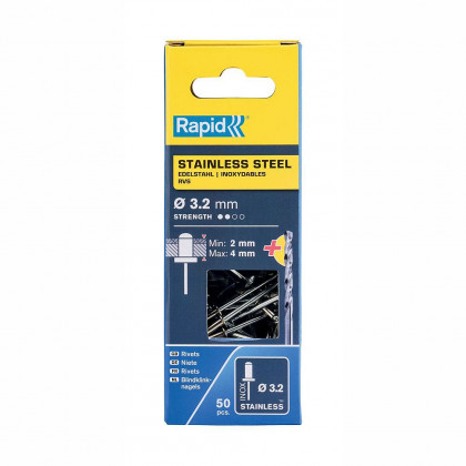 Nýty nerezové Rapid 3,2x8mm, 50ks+vrták