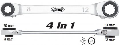 Oboustranný ráčnový klíč VIGOR V3607