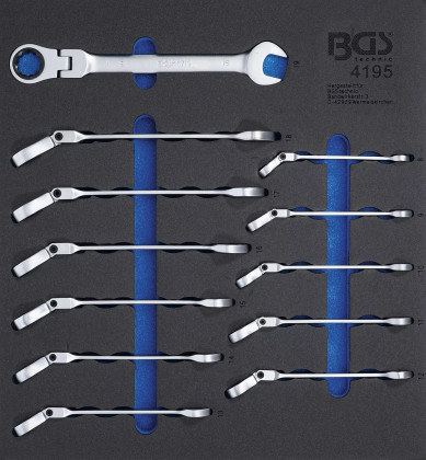 Očkoploché ráčnové klíče s kloubem 8-19 mm, sada 12 ks - B4195