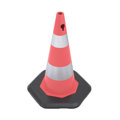 Oranžový plastový (PE) dopravní kužel s podstavcem FLOMA CE51 - 4,35 kg - 38 x 75 cm