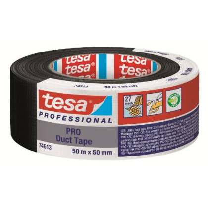 Páska opravná textilní 25 m x 50 mm, černá, Duct Tape, TESA