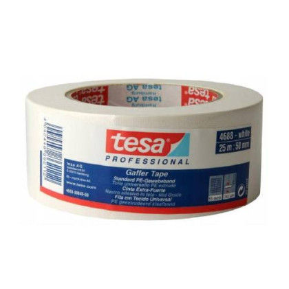 Páska textilní gaffer, 25 m x 50 mm, bílá, 4688, TESA