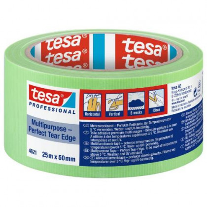 Páska univerzální textilní 4621, 50 mm x 25 m, zelená