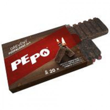 PE-PO dřevěný podpalovač 2v1 20 podpalů FSC