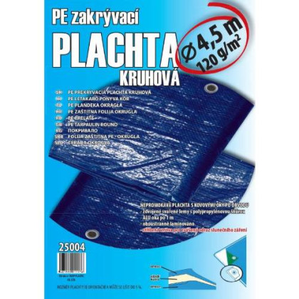 Plachta zakrývací kulatá, Ø 6 - 6,5 m, 120 g/m2, modro - stříbrná, ENPRO