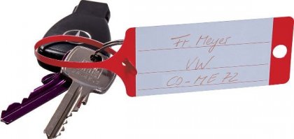 Plastové visačky na klíče se štítkem a poutkem 9208-00635 - červené