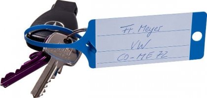 Plastové visačky na klíče se štítkem a poutkem 9208-00647 - modré