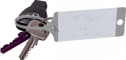 Plastové visačky na klíče se štítkem a poutkem 9208-00648 - světle šedé