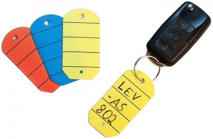 Plastové visačky na klíče se štítkem a závěsným kroužkem SR 0850101 - žluté