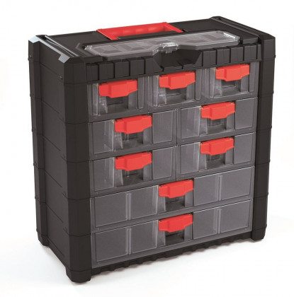 Plastový organizér závěsný MULTICASE CARGO 400x200x392 červené úchyty
