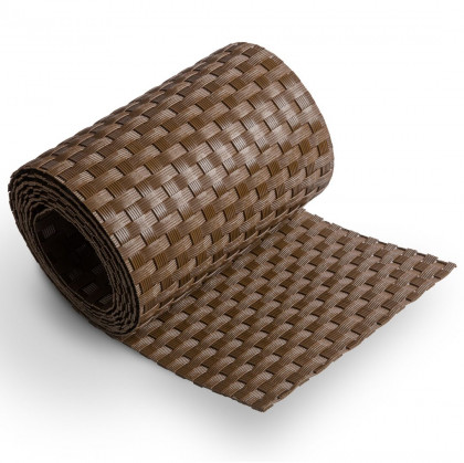 Plastový ratanový stínící pás "umělý ratan" (tmavý ořech) - délka 255 cm a výška 19 cm