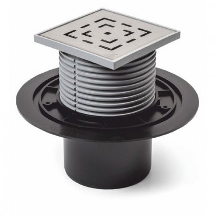 Podlahová vpusť spodní univerzální D 110 s límcem/přírubou a plast. rámečkem