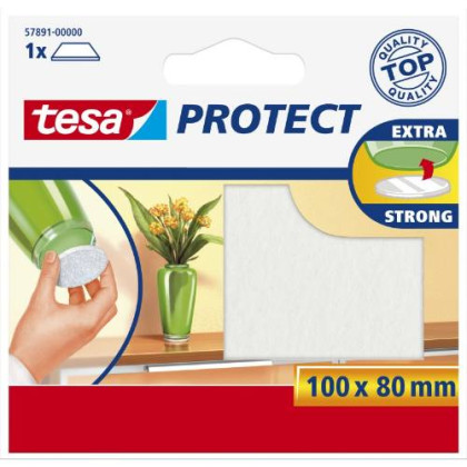 Podložka plstěná samolepicí, 100 x 80 mm, bílé, Protect, TESA