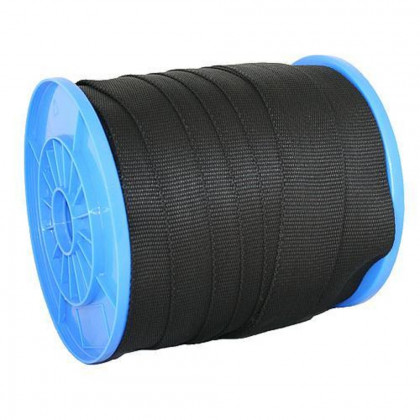 Popruh plochý PP upínací 50mm, 50m, černá, 370kg
