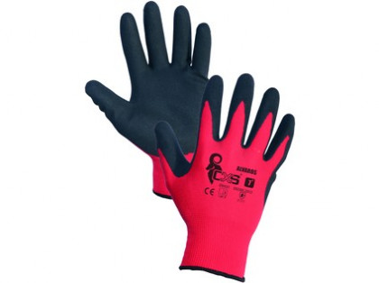 Povrstvené rukavice ALVAROS, červeno-černé, vel. 06