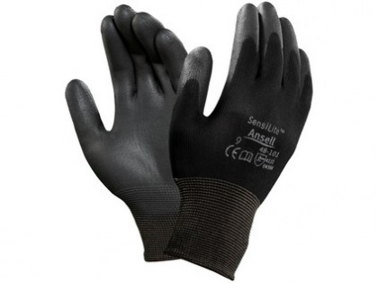 Povrstvené rukavice ANSELL SENSILITE, černé, vel. 06