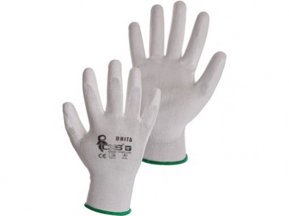 Povrstvené rukavice BRITA, bílé, vel. 11