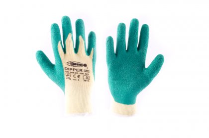 Povrstvené rukavice Dipper žluto-zelená, v. 08"
