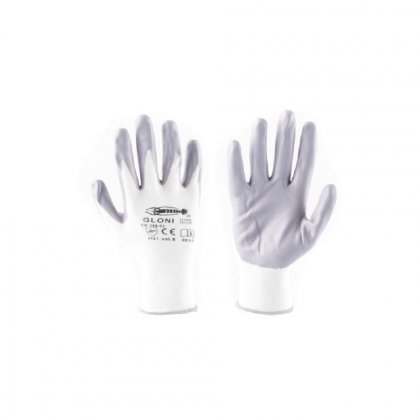 Povrstvené rukavice GLONI bílo-šedé, v. 08"