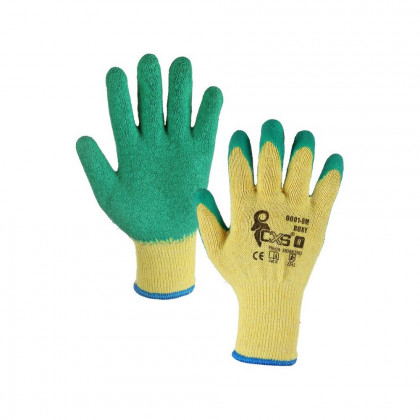Povrstvené rukavice ROXY žluto-zelené, v. 07"