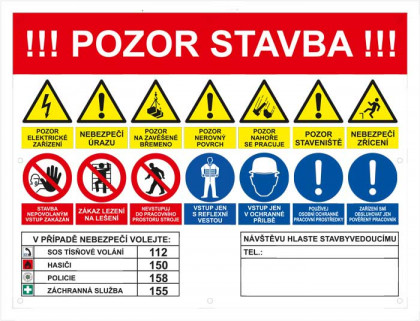 Pozor stavba - plachta 800x600mm