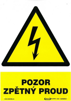 Pozor zpětný proud 210x297mm - plastová tabulka