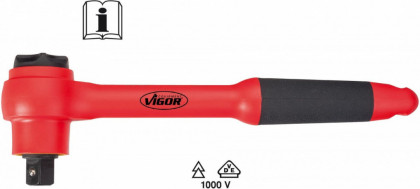 Přepínací ráčna VDE, pohon vnější čtyřhran 12,5 = 1/2”, délka: 255 mm VIGOR V3342