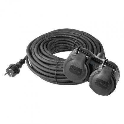 Prodlužovací kabel spojka 15m 2Z 3x 1,5mm, guma, IP44 černý