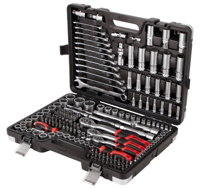 Profesionální gola sada 1/4", 3/8" a 1/2" s klíči, 220 ks