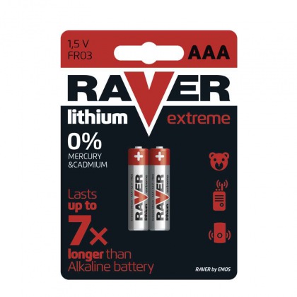 Raver baterie lithiová FR03 (AAA), blistr