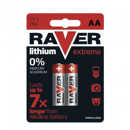Raver baterie lithiová FR6 (AA), blistr