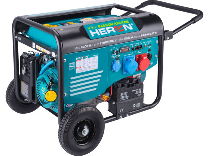 REPAS elektrocentrála benzínová a plynová (LPG/NG) 17HP/8,2kW/10,2kVA (400V), 6,5kW (230V), elektrický start, dálkové ovládání, podvozek