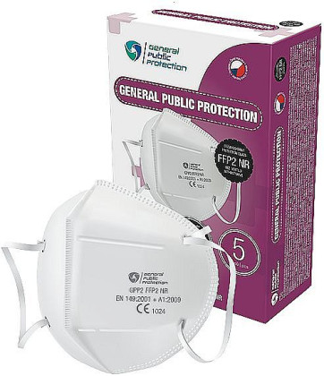 Respirátor s certifikací GPP2 FFP2 NR,bílý,bal.5ks-exp.03/26-prodloužena/dárek